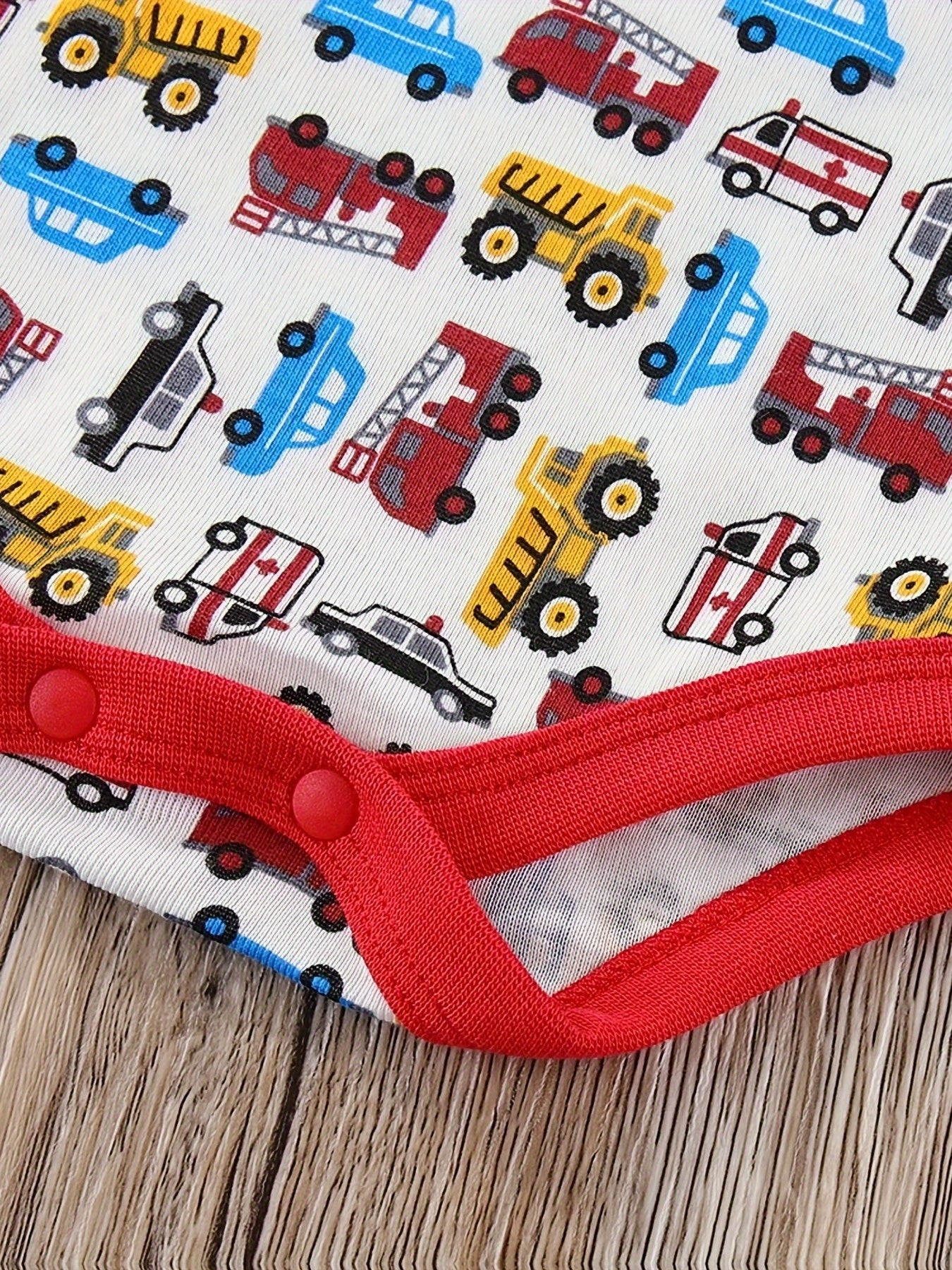 Set Of 5 Cotton Dinosaur Car Baby Boy Onesies.