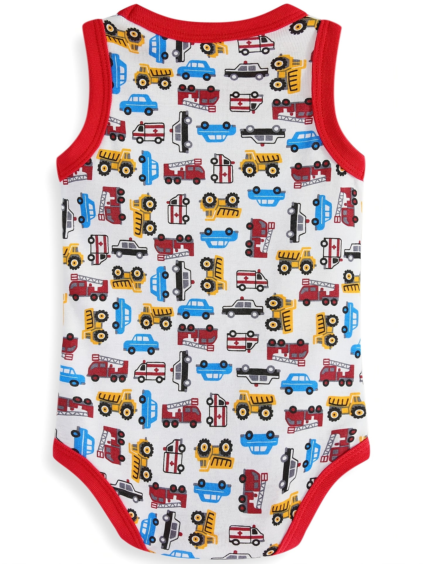 Set Of 5 Cotton Dinosaur Car Baby Boy Onesies.
