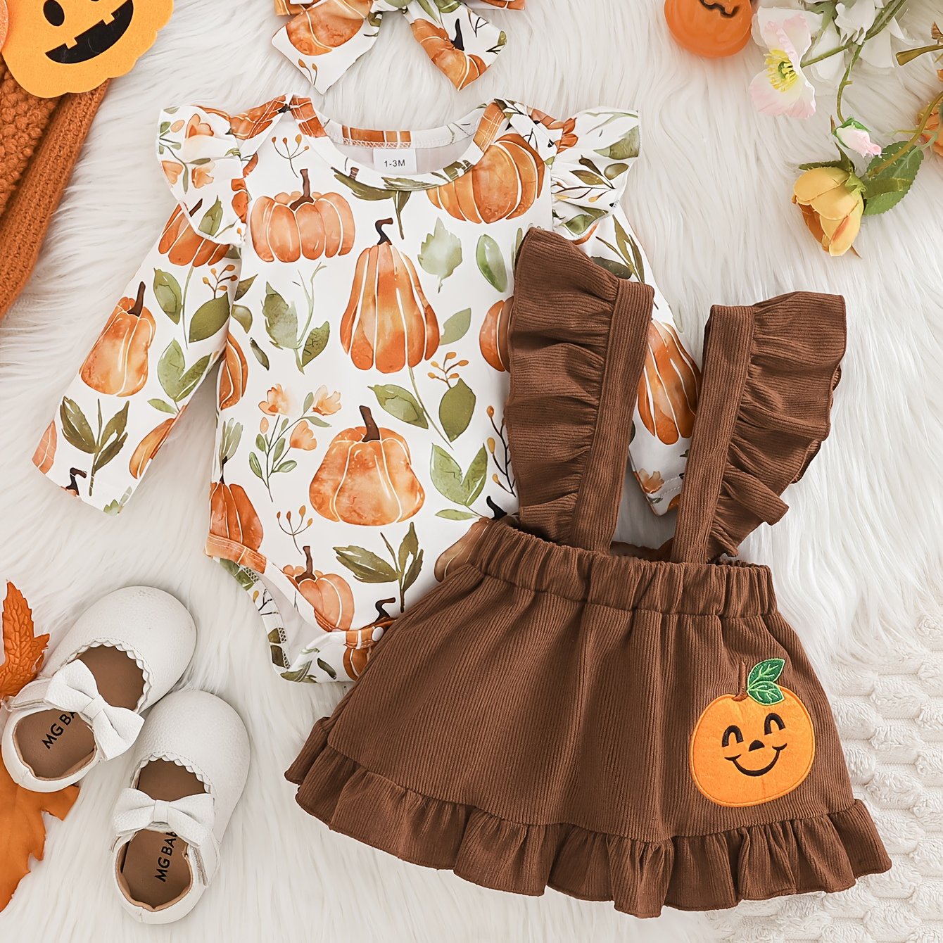 3pcs Baby Girl & Toddler Halloween Outfit Set.