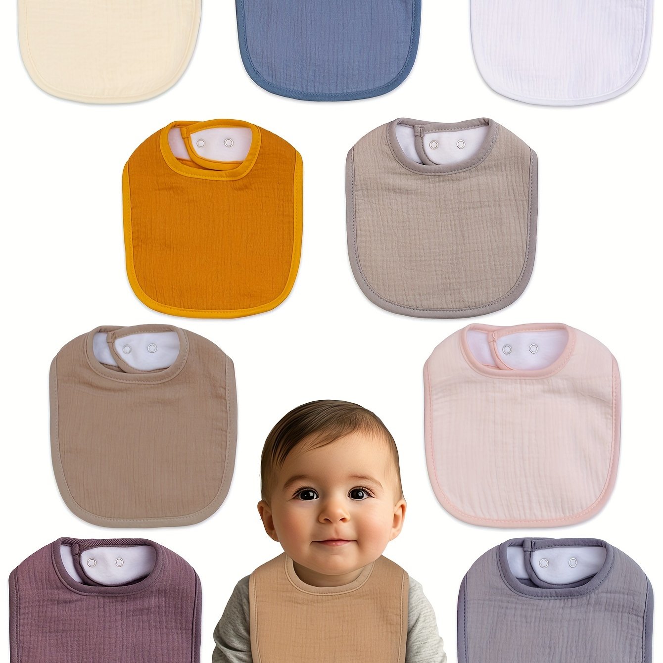10pcs Baby Bibs 4-Layer Absorbent