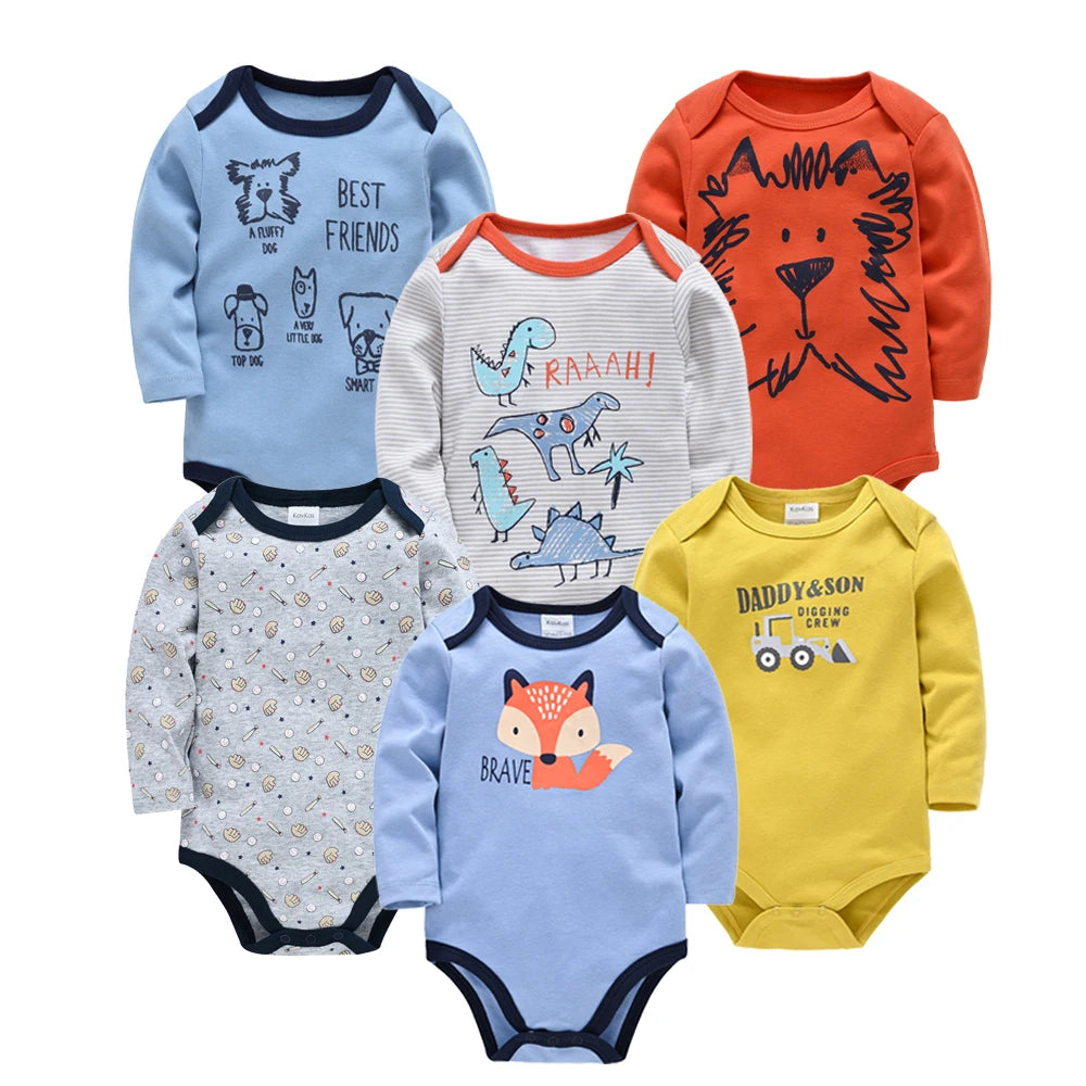 BOYS 6 PCS 3 PCS Bodysuit Long Sleeve 100% Cotton Baby