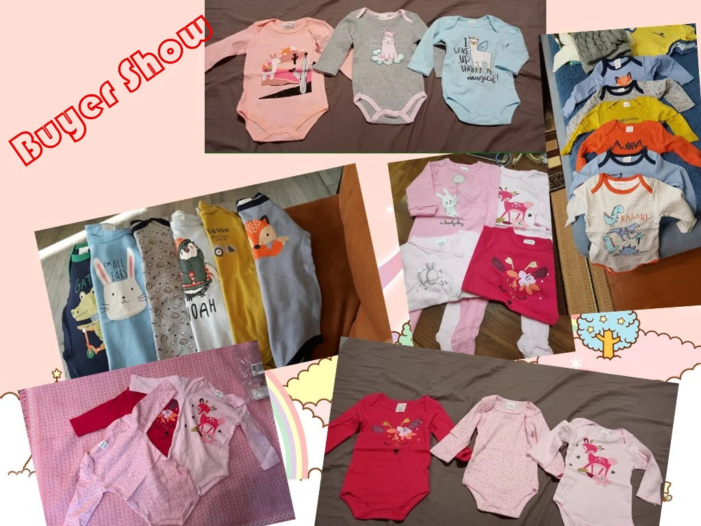 BOYS 6 PCS 3 PCS Bodysuit Long Sleeve 100% Cotton Baby
