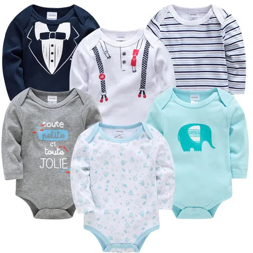 BOYS 6 PCS 3 PCS Bodysuit Long Sleeve 100% Cotton Baby