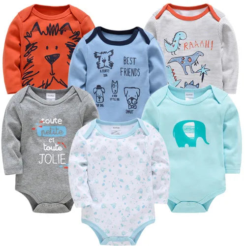BOYS 6 PCS 3 PCS Bodysuit Long Sleeve 100% Cotton Baby
