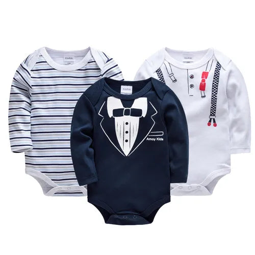 BOYS 6 PCS 3 PCS Bodysuit Long Sleeve 100% Cotton Baby