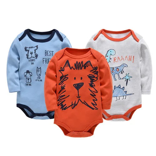 BOYS 6 PCS 3 PCS Bodysuit Long Sleeve 100% Cotton Baby