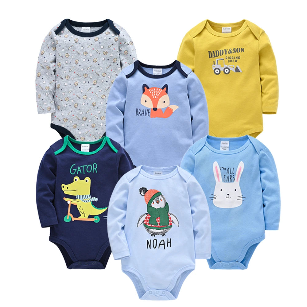 BOYS 6 PCS 3 PCS Bodysuit Long Sleeve 100% Cotton Baby