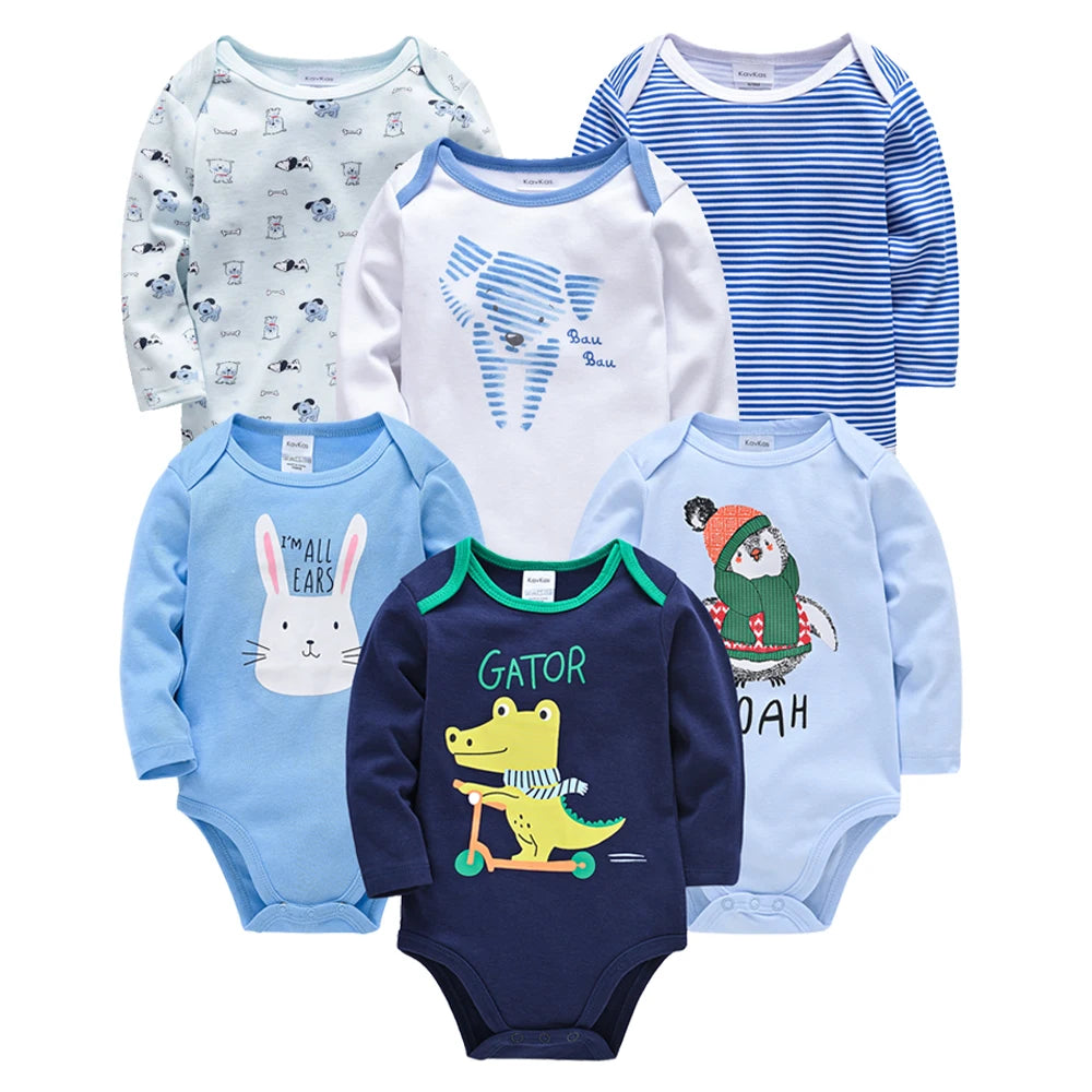 BOYS 6 PCS 3 PCS Bodysuit Long Sleeve 100% Cotton Baby