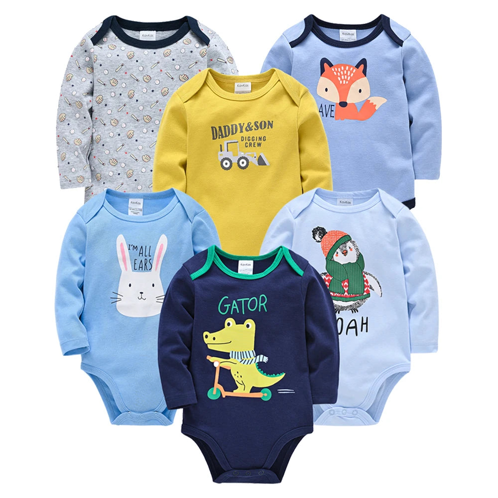 BOYS 6 PCS 3 PCS Bodysuit Long Sleeve 100% Cotton Baby