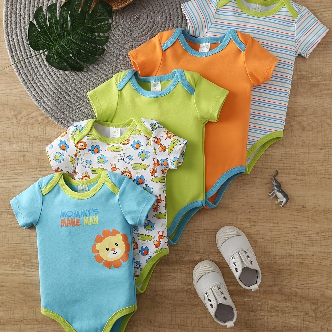 5pcs Set Baby Boy Cartoon Triangle Jumpsuit