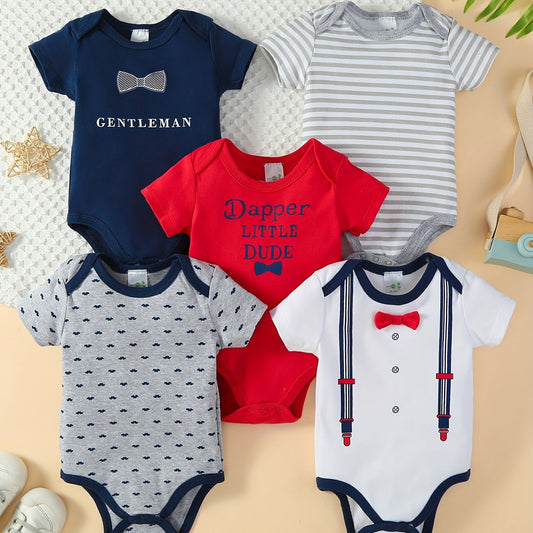 BOYS 5 Pcs Set Baby  Cartoon Triangle Jumpsuit