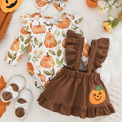 3pcs Baby Girl & Toddler Halloween Outfit Set.