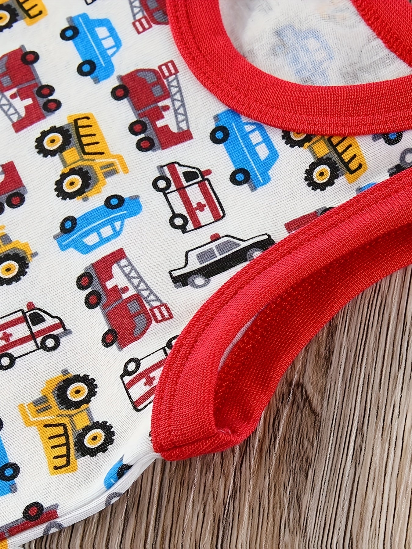 Set Of 5 Cotton Dinosaur Car Baby Boy Onesies.