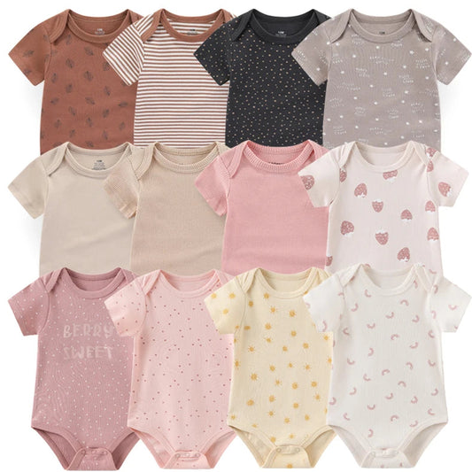 New Born Bodysuits Cotton Cartoon Baby Girl Clothes Set 6Pieces