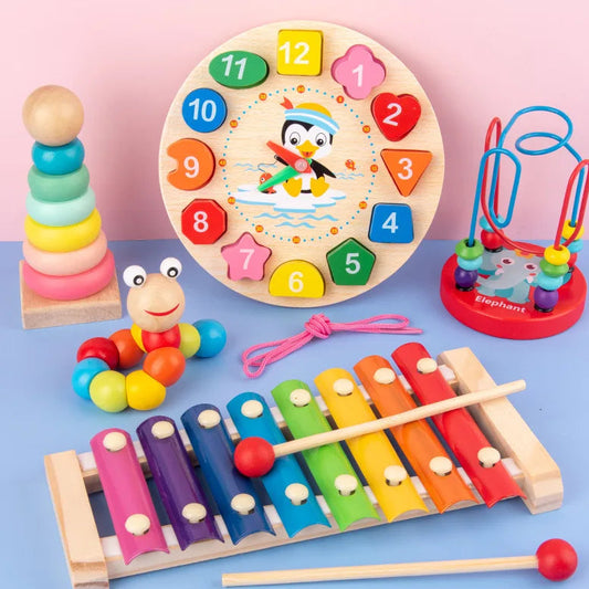 Montessori Baby Toys Kids 3D Wooden Puzzles Early Learning Baby Games Toys Educational Wooden Toys For Children Birthday Gifts