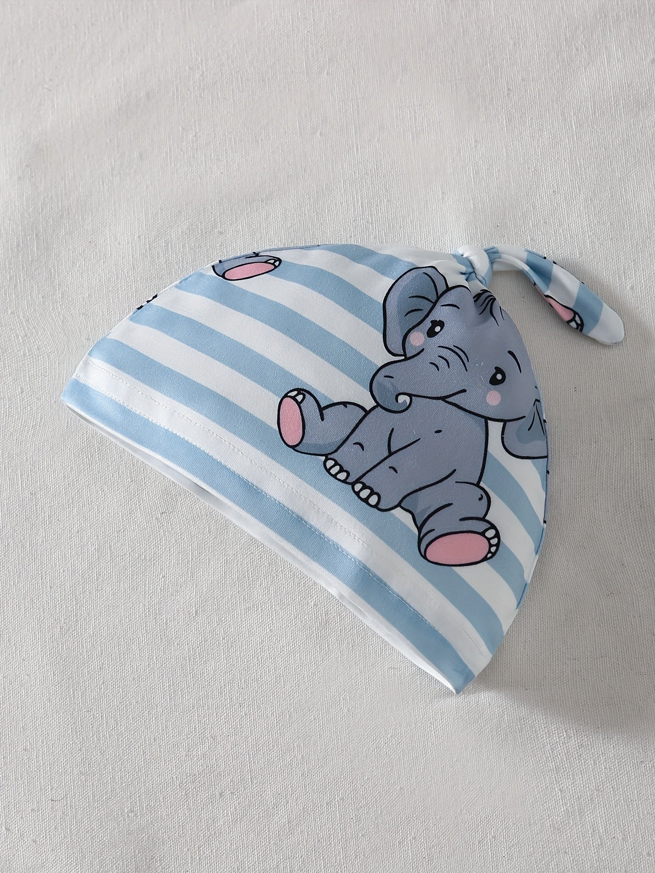 Newborn Baby Boy Cartoon Elephant Print Off Shoulder Long Sleeve Romper 3Pcs Set