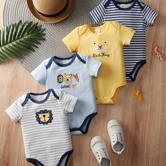 4pcs Baby Short-sleeved Triangular One-piece Suit.