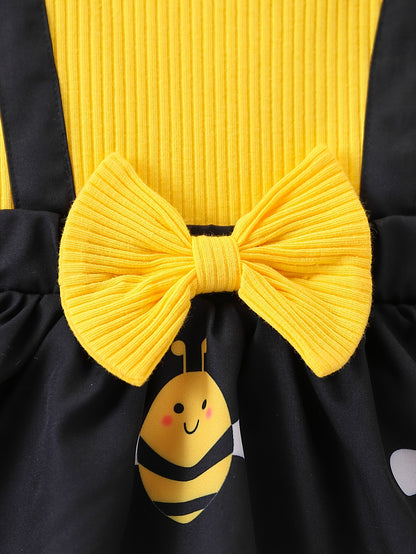 Newborn baby girl dress with bee