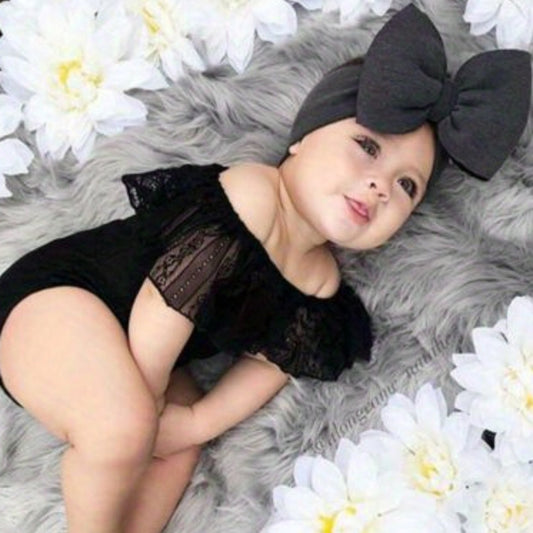 Black Lace Off Shoulder Romper Jumpsuit