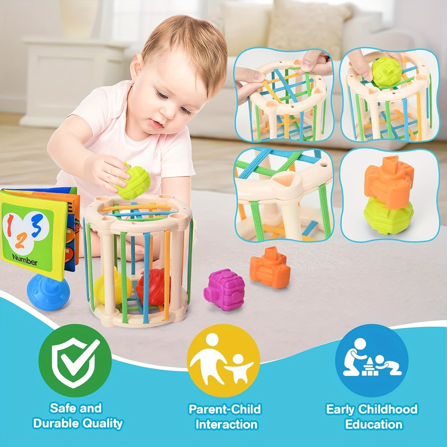 6 In 1 Learning Puzzle Set Toys, Stacking Toys, 26pcs Baby Toys, Children'S Sensory Learning Toys, Cloth Books, Baby Bath Time Fun For Boys And Girls 1-4 Years, Birthday Gift