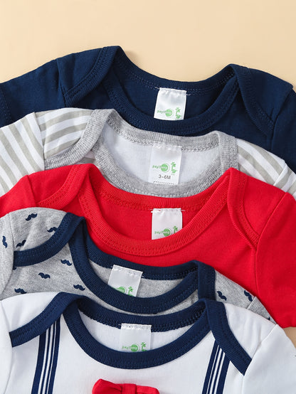 BOYS 5 Pcs Set Baby  Cartoon Triangle Jumpsuit