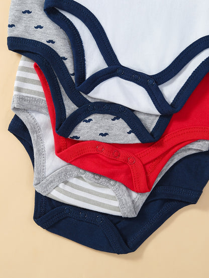 BOYS 5 Pcs Set Baby  Cartoon Triangle Jumpsuit