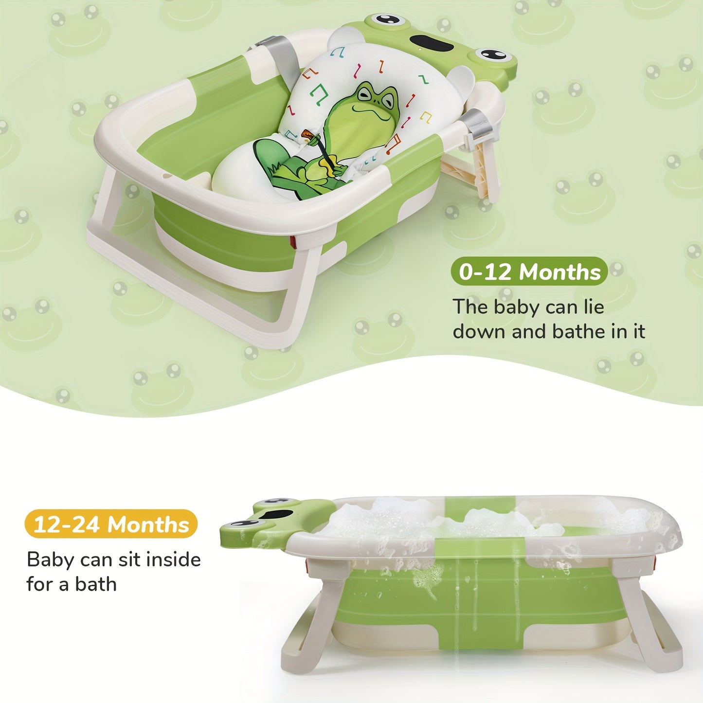 Collapsible Baby Bathtub with Baby Washcloth.,