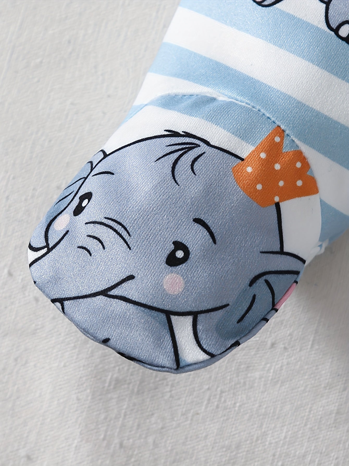 Newborn Baby Boy Cartoon Elephant Print Off Shoulder Long Sleeve Romper 3Pcs Set