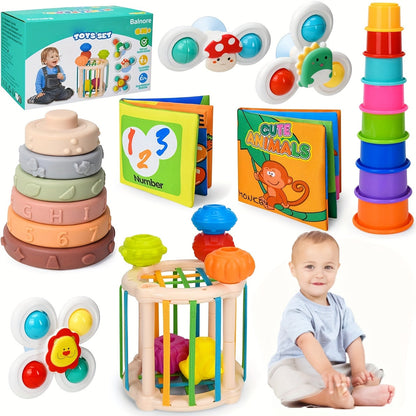 6 In 1 Learning Puzzle Set Toys, Stacking Toys, 26pcs Baby Toys, Children'S Sensory Learning Toys, Cloth Books, Baby Bath Time Fun For Boys And Girls 1-4 Years, Birthday Gift