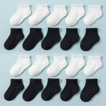 20 Pairs Kids Socks - White & Black