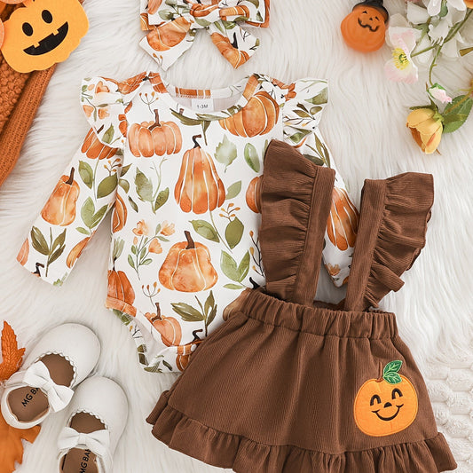 3pcs Baby Girl & Toddler Halloween Outfit Set.